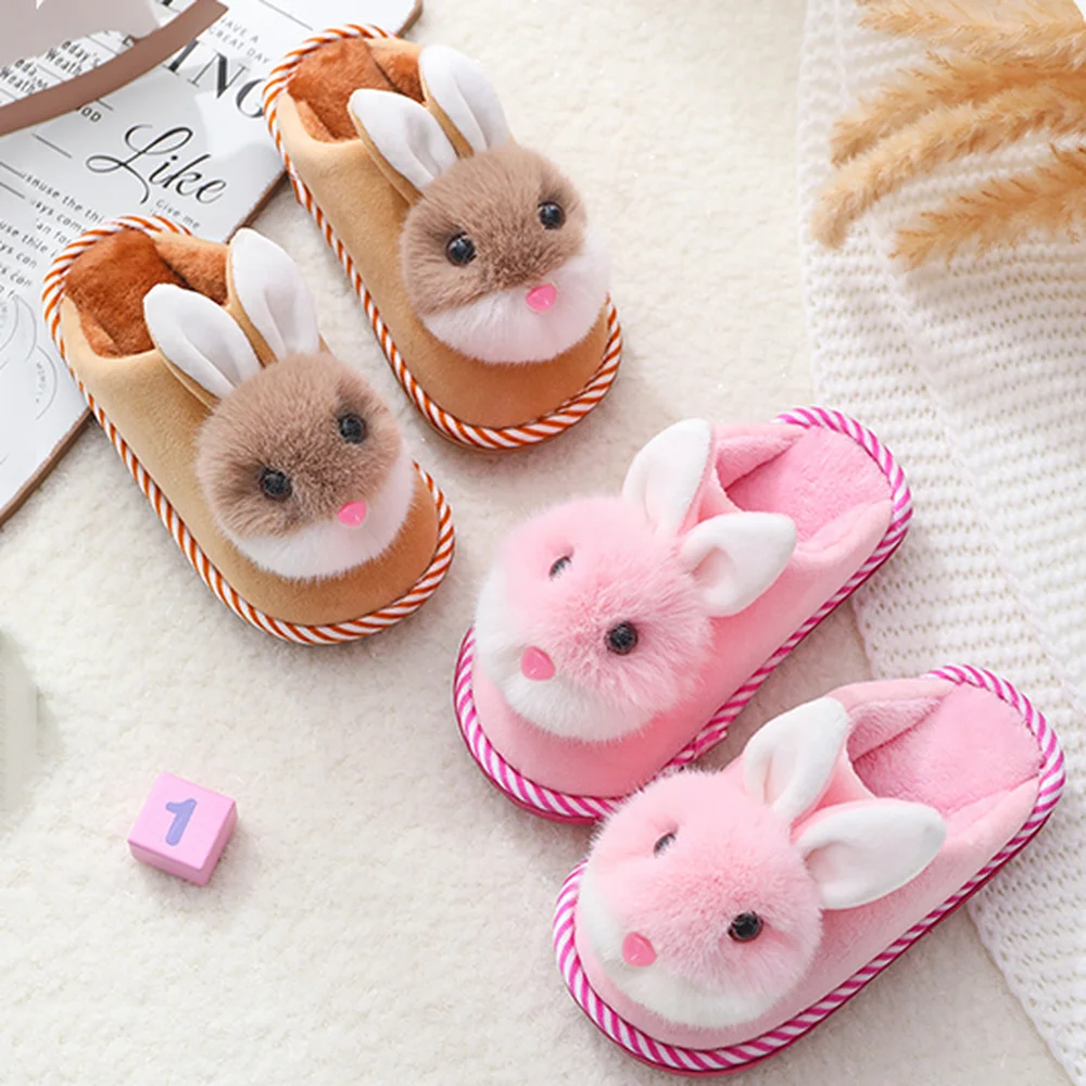 Очень милые домашние тапочки для детей зимняя теплая детская домашняя обувь с