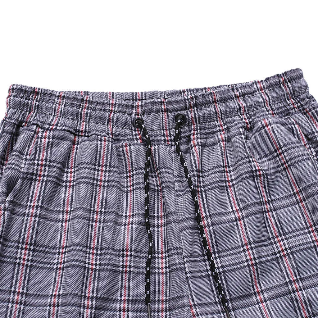 Plaid Pants Men's Long Casual Sport Slim Fit Trousers Running Joggers Streetwear Sweatpants Male Retro for mal | Мужская одежда