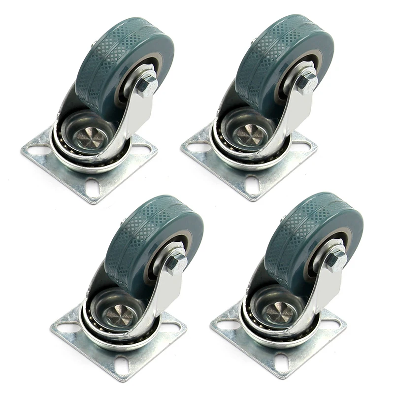

4PCS Heavy Duty 50x17mm Rubber Swivel Castor Wheels Trolley Furniture Caster Brake Universal Swivel Casters For Platform Trolley