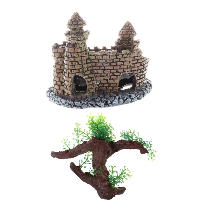 1 шт. искусственных аквариумных рыб танк орнамент замок & темно коричневый