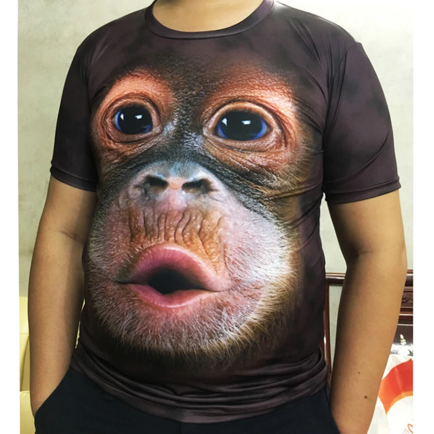 Мужская футболка с 3D-принтом обезьяны и гориллы летняя круглым вырезом коротким