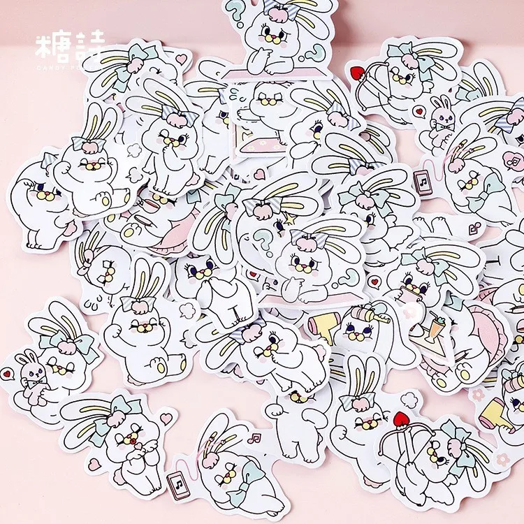 45PCS/box Cute New Rabbit's Weight Loss Diary Paper Lable Sealing Stickers Crafts Scrapbooking Decorative Lifelog DIY Stationery |
