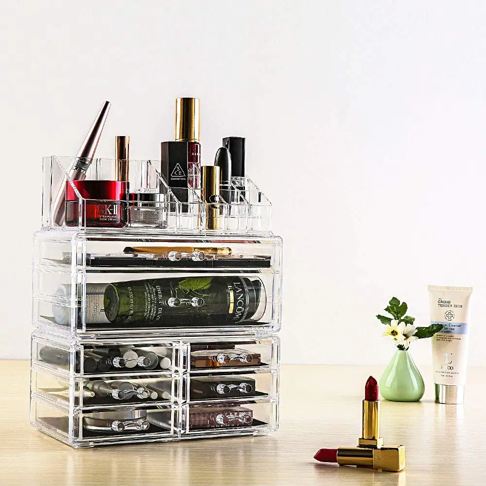 Makeup Organizer Storage Boxes Transparent Drawer-type Stackable DIY Combination Cosmetic Acrylic Jewelry Box D30 | Дом и сад