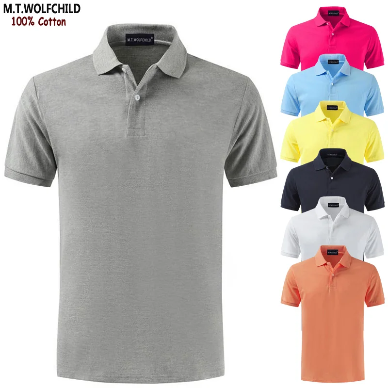 Мужская Однотонная рубашка поло из натурального хлопка с коротким рукавом|Поло| |