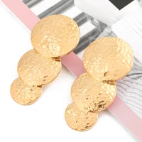 new metal gold metal round earrings long drop dangle earring luxury ear ring jewelry accessories for women party wholesale