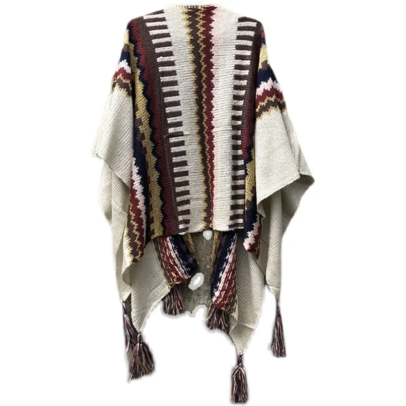 Женский трикотажный кардиган в стиле бохо с рукавом-кимоно