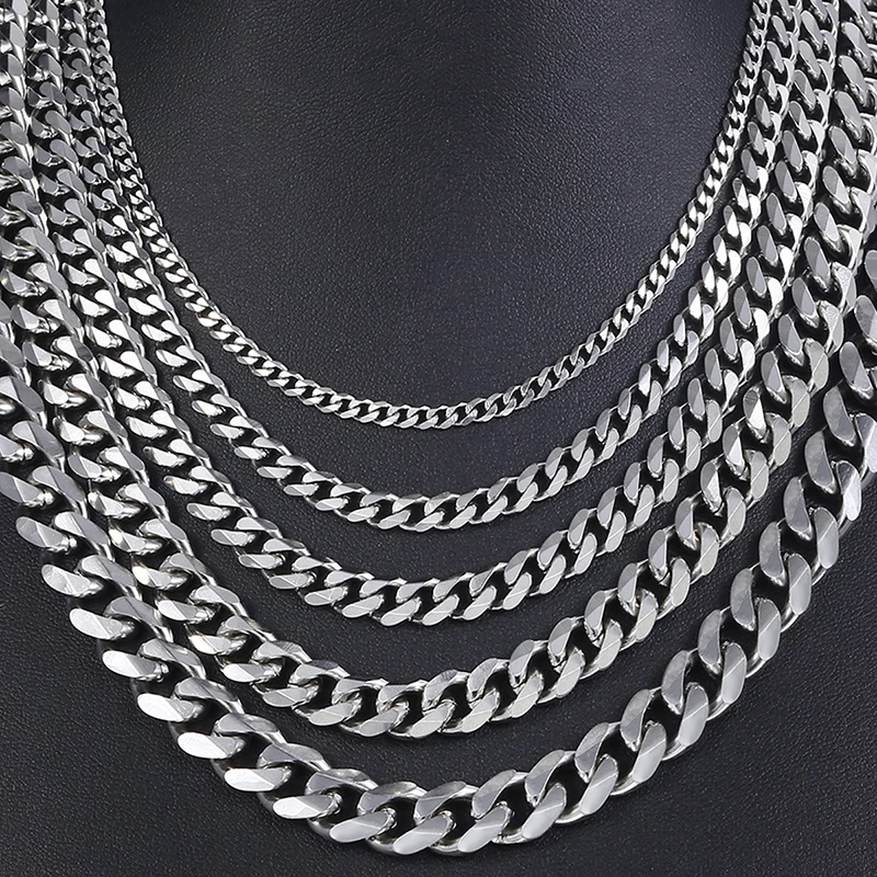Ожерелье цепочка мужское из титановой стали 3/5/7/9/11 мм|Цепочки| |