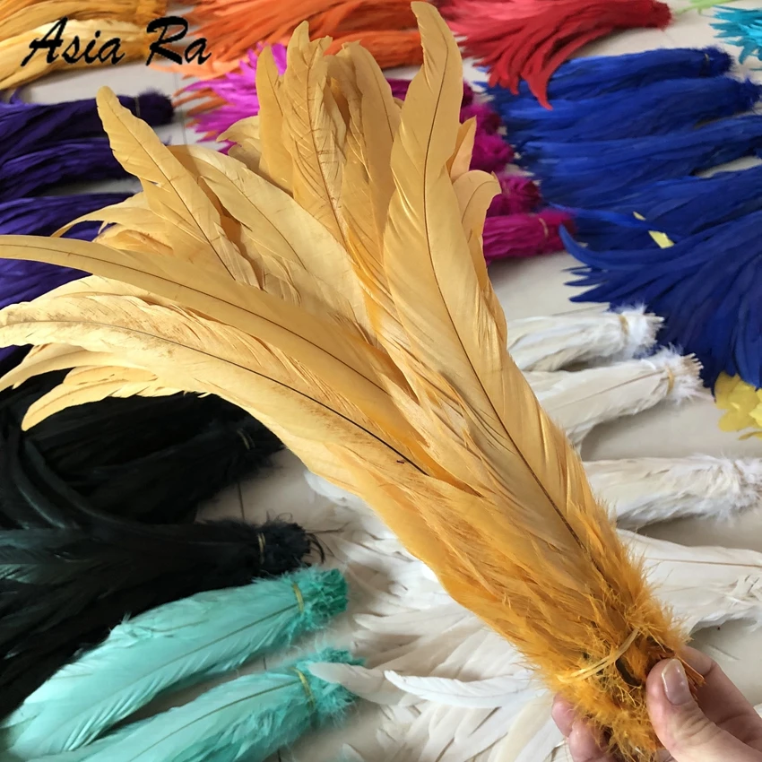 50 шт 30 35 см натуральный Золотой Желтый Петух Перья красочные дешевые перья для