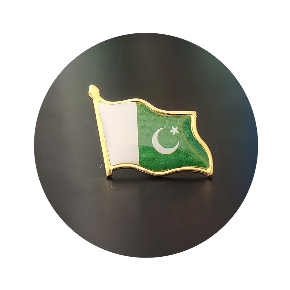 Пакистанские блестящие эмалевые булавки гальванизированные золотые значки