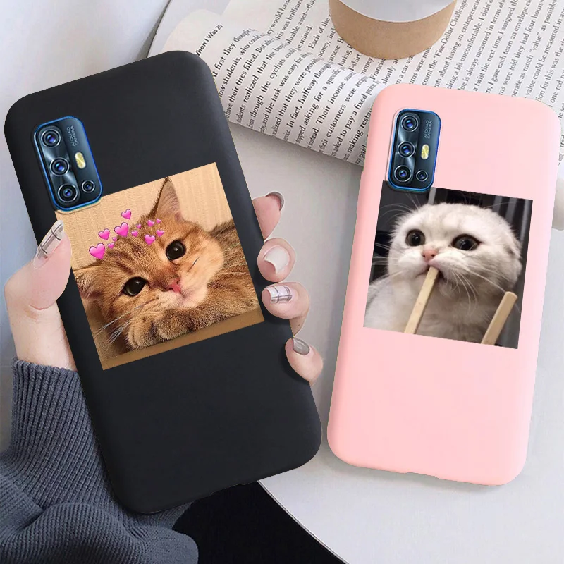 

Candy Color Phone Case For Vivo S1 Pro S6 S7 V11I V15 V19 V20 SE Y97 Y70 2020 Silicone Cat Back Cover on Vivo IQOO 5 NEO 3 Z1X