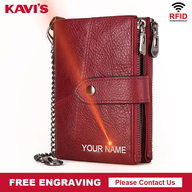 Кошелек KAVIS из натуральной кожи с бесплатной гравировкой женские кошельки Crazy Horse