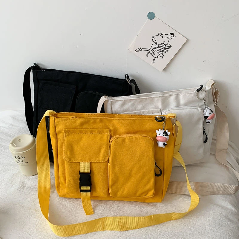 

Large Capacity Women Shopping Bag Women's Tooling Messenger Bag Retro Student Canvas Shoulder Tote Bags