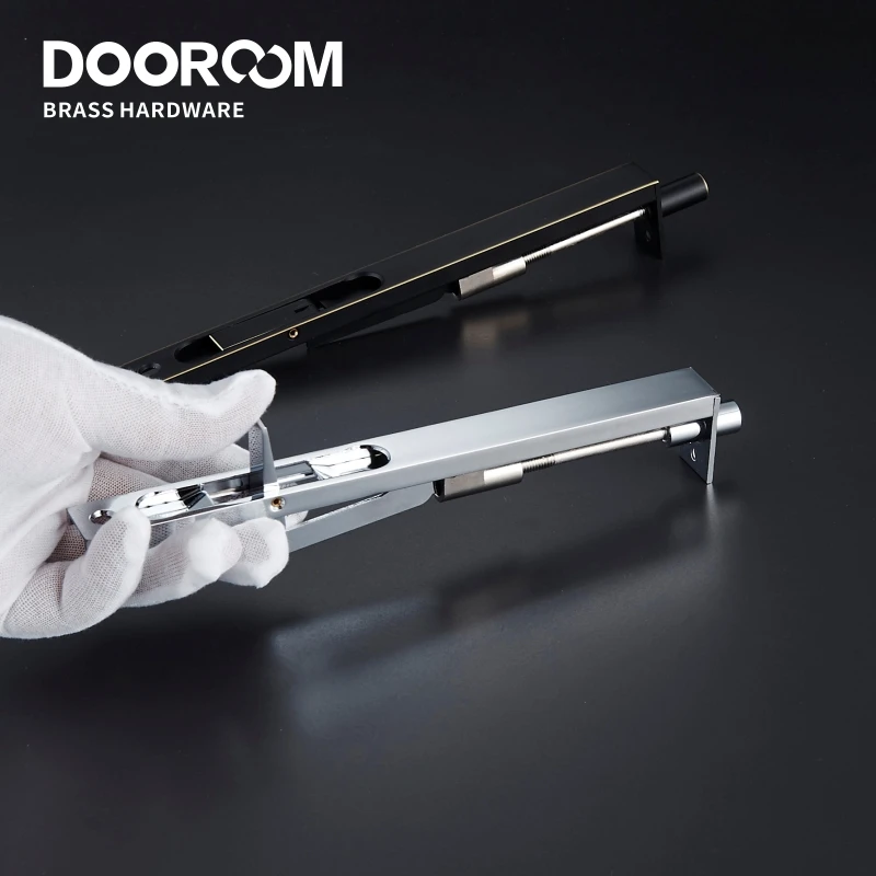 Dooroom Brass Flush Bolt Latch Concealed Security Slide Lock Lever Action 8" 10" 12" 24" For Double Door With Powerful Spring
