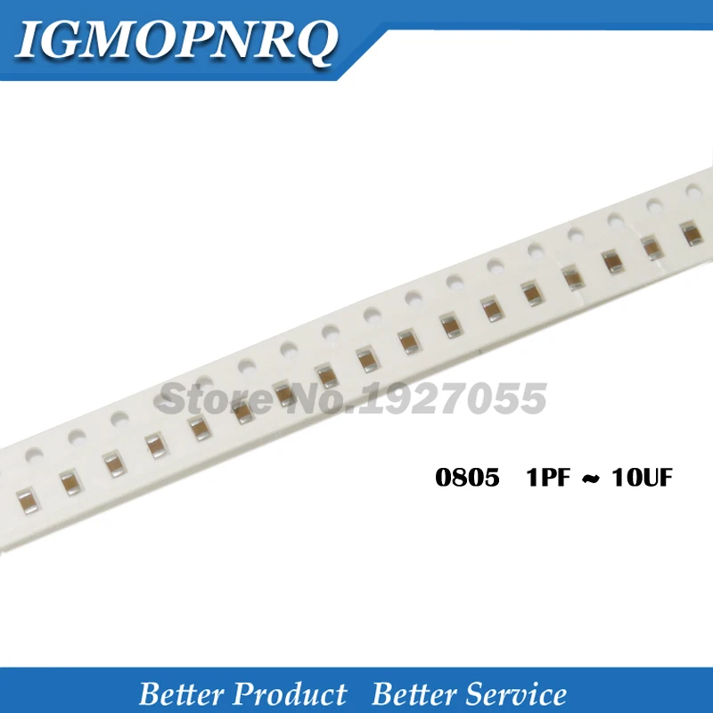 

500pcs 0805 smd capacitor ceramic 1PF-10UF 20PF 220PF 330PF 680PF 4.7NF 22NF 33NF 10NF 220NF 1UF 2.2UF 4.7UF 10UF capacitors