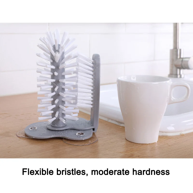 Новая стеклянная шайба раковина на присоске база Чистящая бутылка щетка