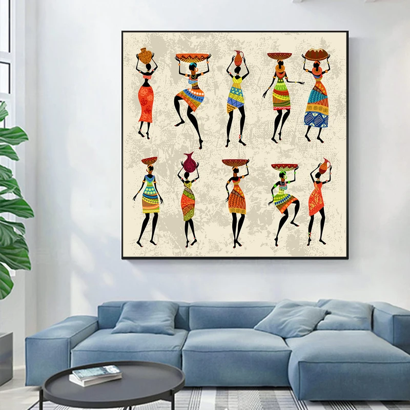

Abstract Black African Dancing Woman Canvas Print Painting Wall Art Posters and Prints Picture for Living Room Home Decoration