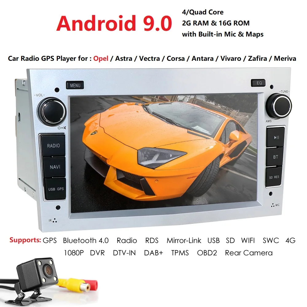 Автомобильный мультимедийный плеер gps Android 9,0 2 Din DVD Automotivo для OPEL/ASTRA/Zafira/Combo/Corsa/Antara/Vivaro радио FM OBD2 DVR dab