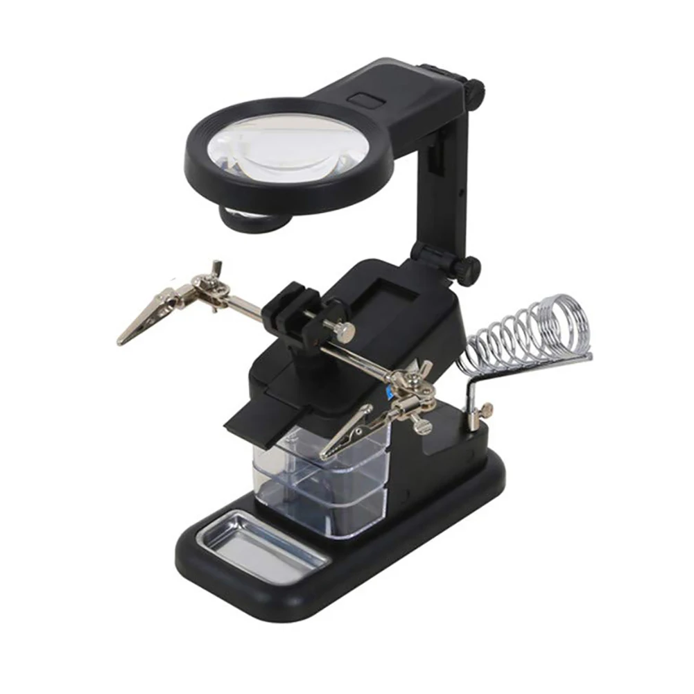 

Soldering Table Magnifier 3x/4.5x/25x Illuminated Magnifying Glass Third Hand Magnifier With Led Lights Optical Instruments Tool