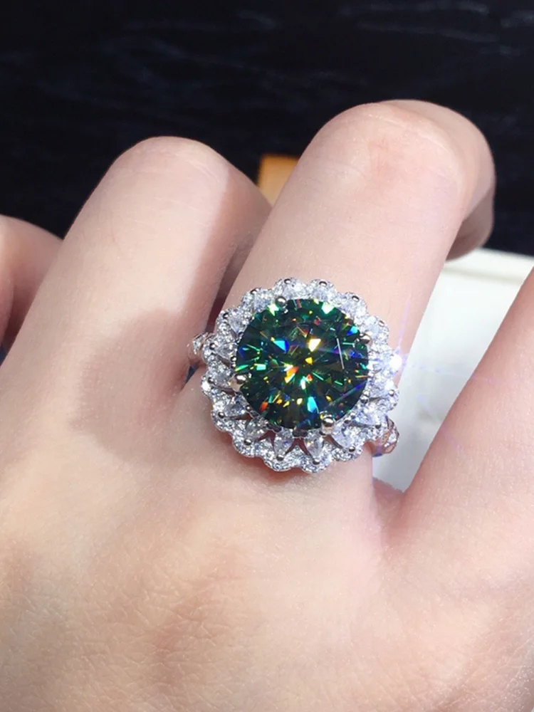 

Women Fashion Bohemina Round Rings Green Cubic Zirconia Rings for Bride Engagement Wedding Fine Jewelry Accessories
