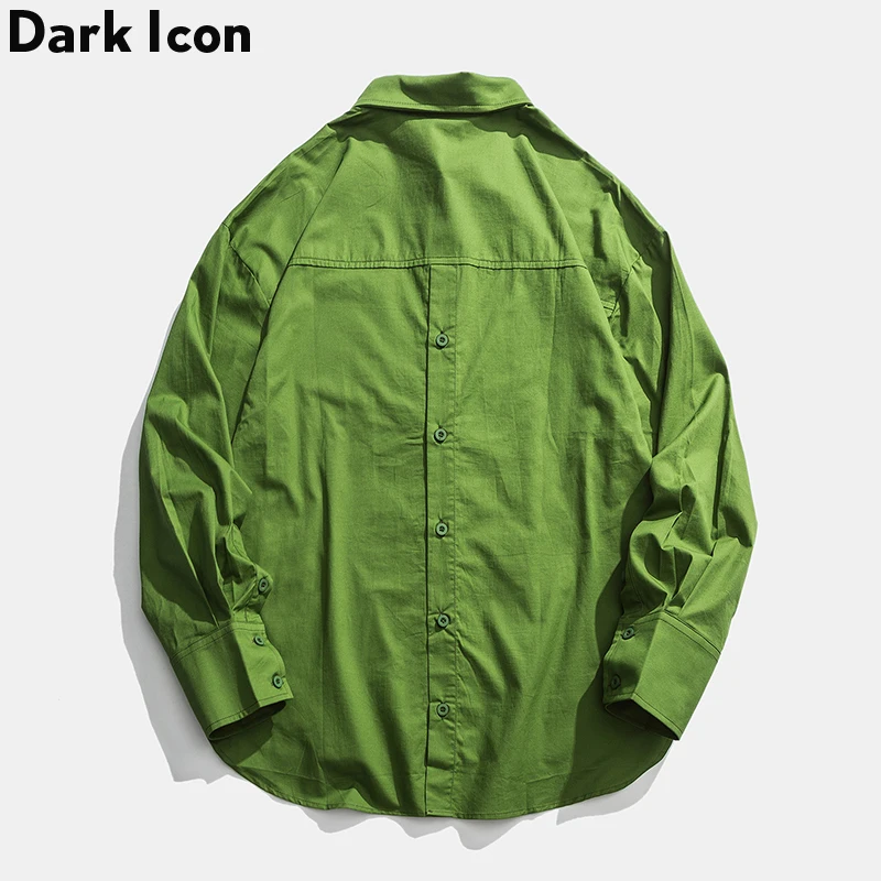 Темная икона мужская рубашка с длинным рукавом одноцветная осень 2019 свободный