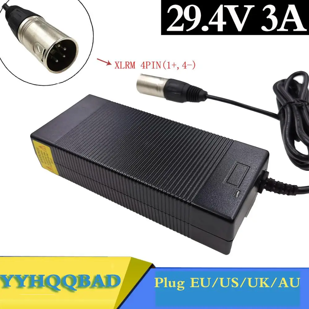 29.4v3a lithium battery charger 7 Series 29.4V 3A charger for 24V battery pack electric bike lithium battery charger  4-Pin XLR