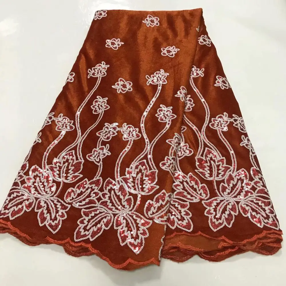 

Elegant velvet Lace fabric with sequins for wedding dress Nice African velvet material VRV4(5yards/lot)