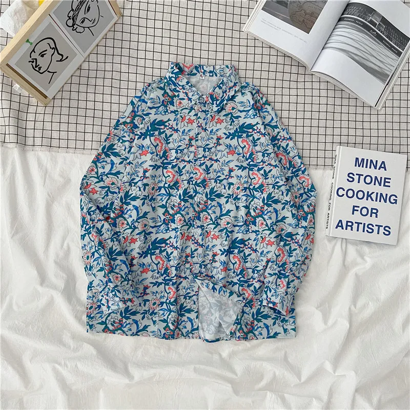 

EBAIHUI Women Blouses Office Lady Cotton Oversize Plus Size Tops Flower Print Long Sleeve 2021 Spring Korean Fashion Shirts