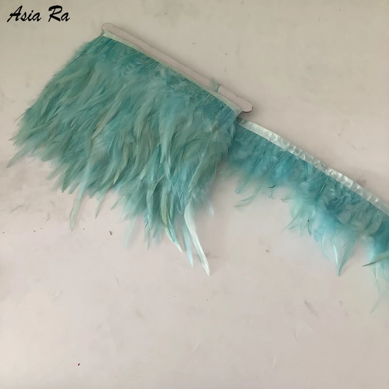 10Meters Natural Chicken Feather trims Mint Green Dyed high quality rooster hackle feathers strips fringes neck feather ribbon | Дом и сад
