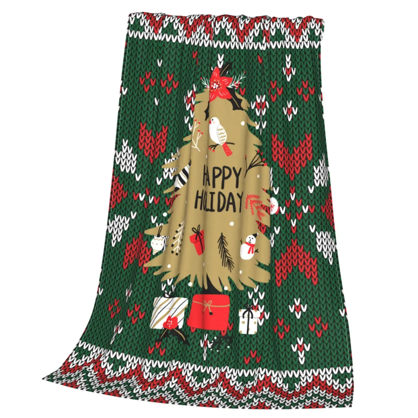 

Custom Christmas Tree Pattern Print Soft Coral Fleece Blanket Light Thin Flannel Blankets Can On Sofa/Bed/Travel Use Bedspread