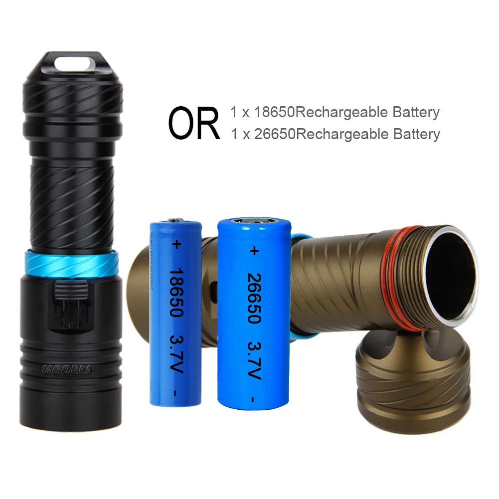 Светодиодный водонепроницаемый фонарик для дайвинга L2 подводный УФ свет 100