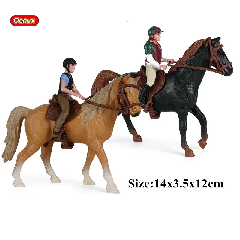 Oenux Farm Stable Model Brinquedo Simulation Horseman Equestrian Knight Animals Playset Action Figures PVC Kids Desk Toy Gift | Игрушки и