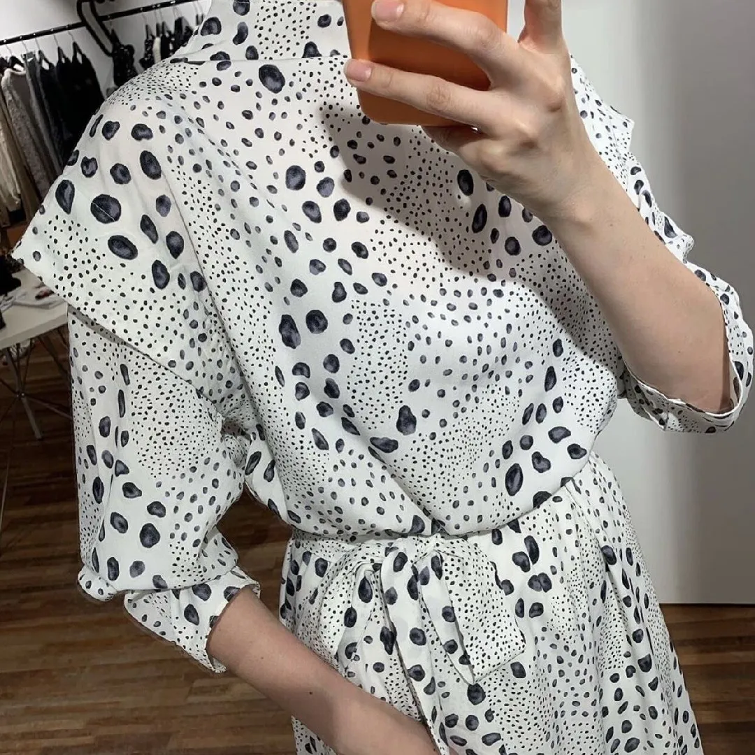 

Korean Style Chic Sweet Girl Lace-up Waist-Controlled Slimming Age-Reducing Vintage Printed Mid-Length Bandage Dress Inner Wear