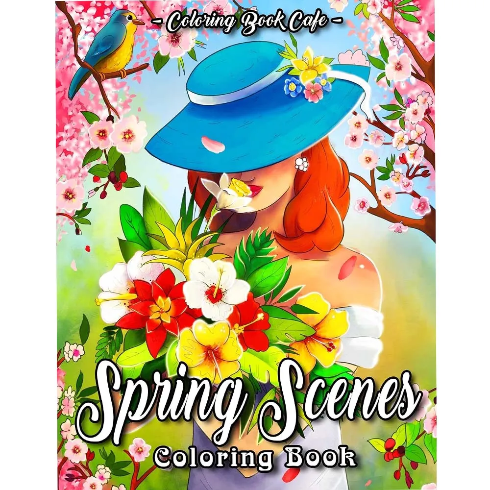 Spring Scenes: An Adult Coloring Book Featuring Beautiful Spring Scenes, Cute Animals and Relaxing Country Landscapes 25-page