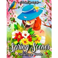 spring scenes an adult coloring book featuring beautiful spring scenes cute animals and relaxing country landscapes 25 page
