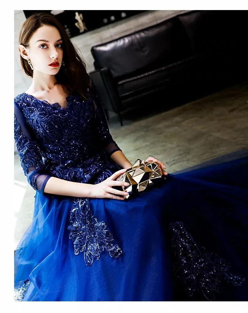 2021 Новое Вечернее Платье С v образным вырезом одежда с длинным рукавом