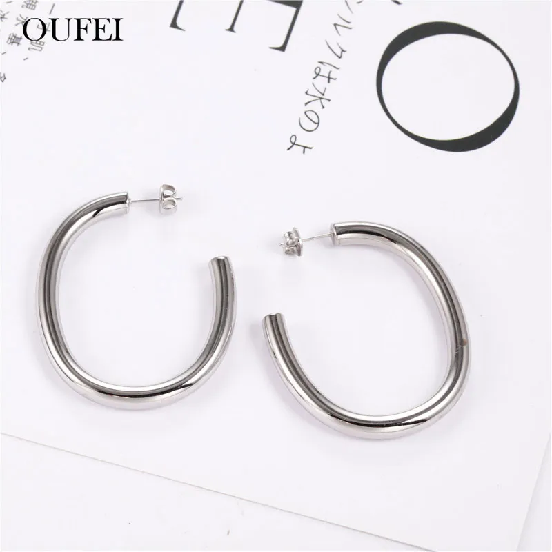 Женские серьги кольца OUFEI сережки из нержавеющей стали модные ювелирные изделия