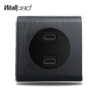 2 hdmi outlet wallpad satin black plastic pc frame double hdmi wall socket