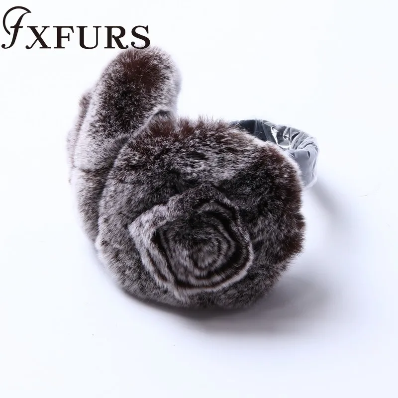 ZDFURS* зимние наушники с натуральным кроличьим мехом, теплые наушники, прекрасная роза, ушные сережки, русские женские, из натурального меха, плюшевые наушники, натуральный мех - Цвет: coffee snow top