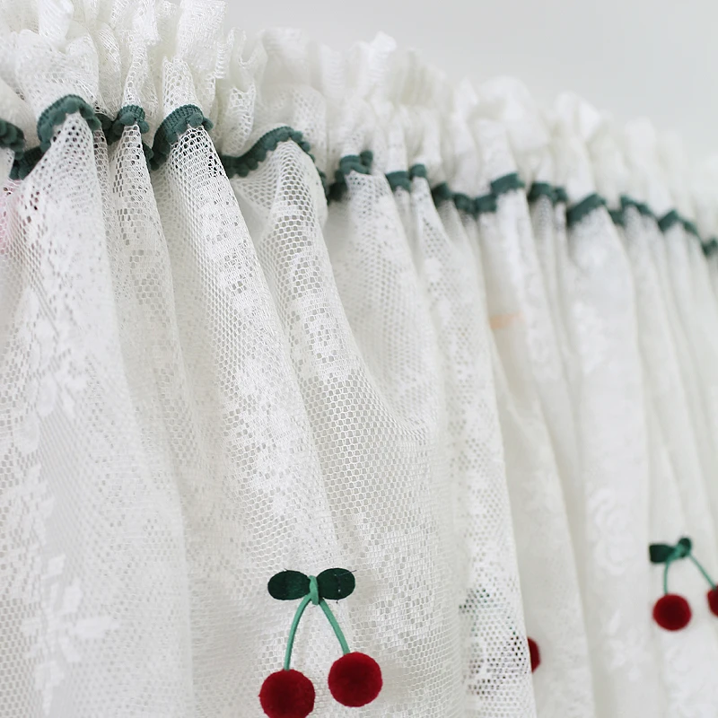 Короткие тюлевые занавески для кухни готовые белые плавающие из чистой пряжи
