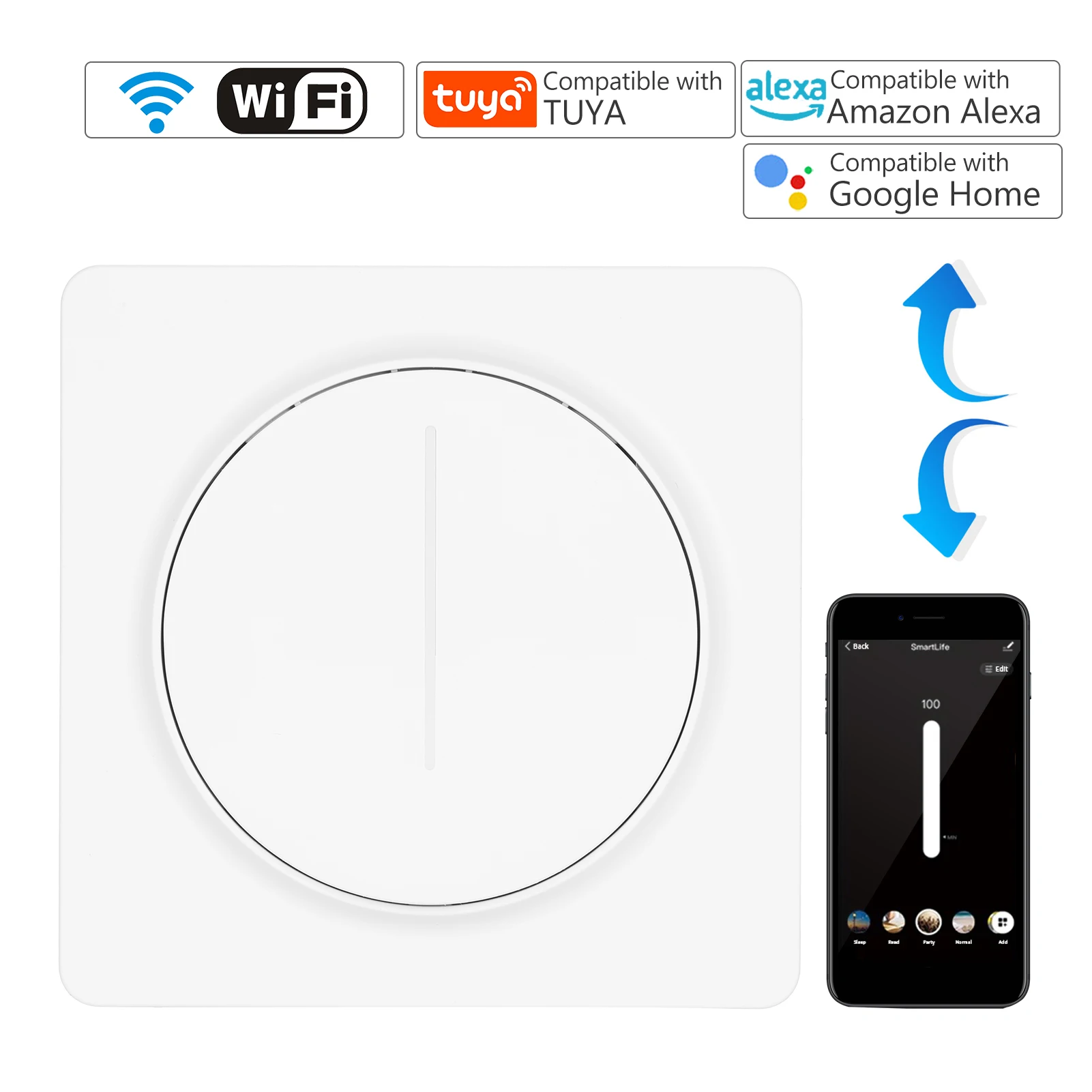 

Умный выключатель света Zigbee, совместим с Alexa Google Home, с дистанционным управлением, с плавным управлением