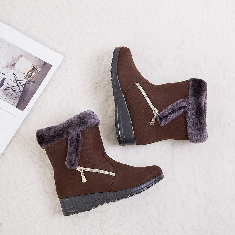 Женская обувь женские зимние ботинки теплые ботильоны на резиновой платформе