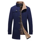 Пальто мужское шерстяное с длинным рукавом, теплый приталенный Тренч с воротником-стойкой, на пуговицах, с карманами, Осень-зима