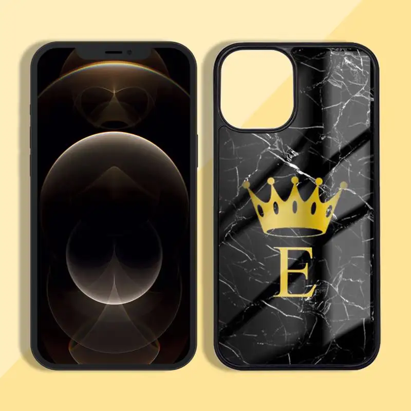 

Custom Letter Marble Gold crown Phone Case Silicone TPU+PC For iPhone 11 12 mini Pro MAX 6 7 8 Plus Samsung Note20 10 Plus S7 8
