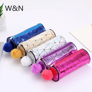 Переливающийся лазерный голографический чехол для карандашей для девочек и мальчиков, школьный пенал, цилиндрический карандаш для волос, канцелярские принадлежности