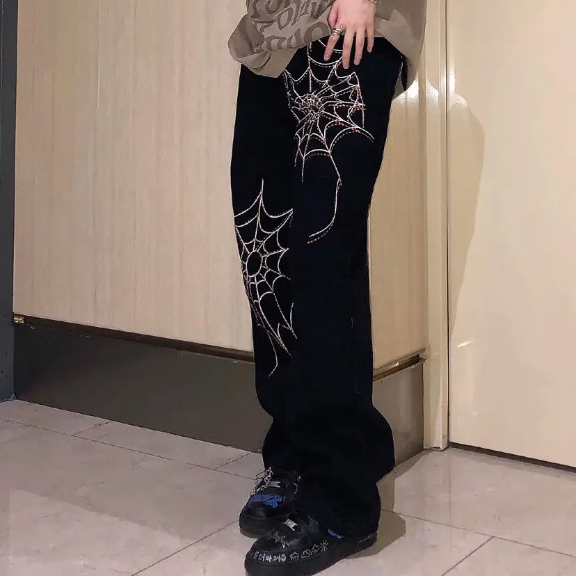 Брюки султанки женские с вышивкой в виде паука уличная одежда повседневные