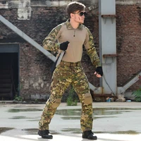 camouflage military tactical uniform hunting shirts pants with elbow knee pads arisoft paintball suits clothing ghillie suits