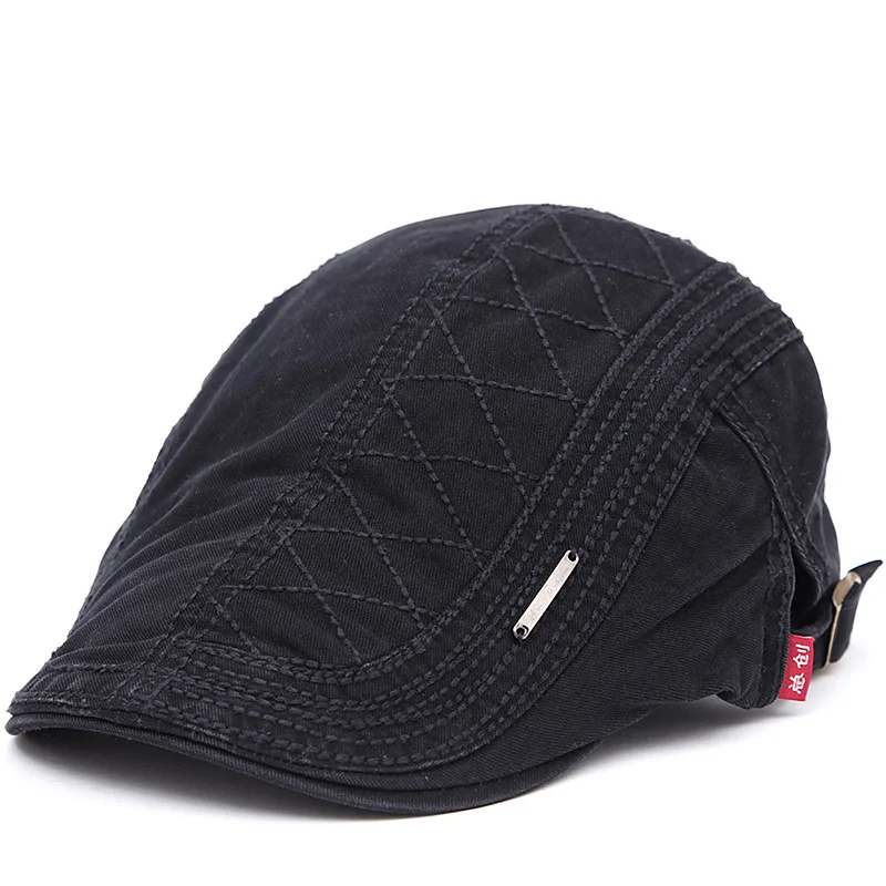 

2021 New Style Autumn outdoor Sports Cotton Berets Caps For Men Casual Peaked Cap grid embroidery Berets Hats Casquette Hat