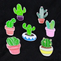 potted plant cactus enamel pins metal lovely badges brooch vintage brooches for women jewelry clothing collar lapel accessories