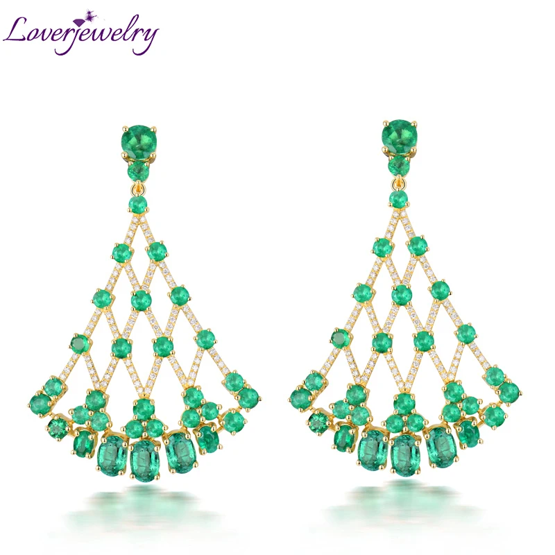 Женские серьги из желтого золота 18 карат с натуральными