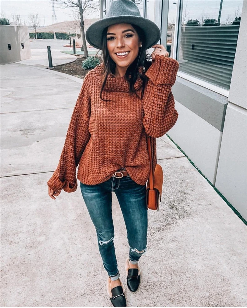 Fitshinling 2020 Winter New Women's Turtleneck Sweaters Pullovers Knitwear Solid Slim Jumper Roll Sleeve Pull Femme Sweater Sale | Женская